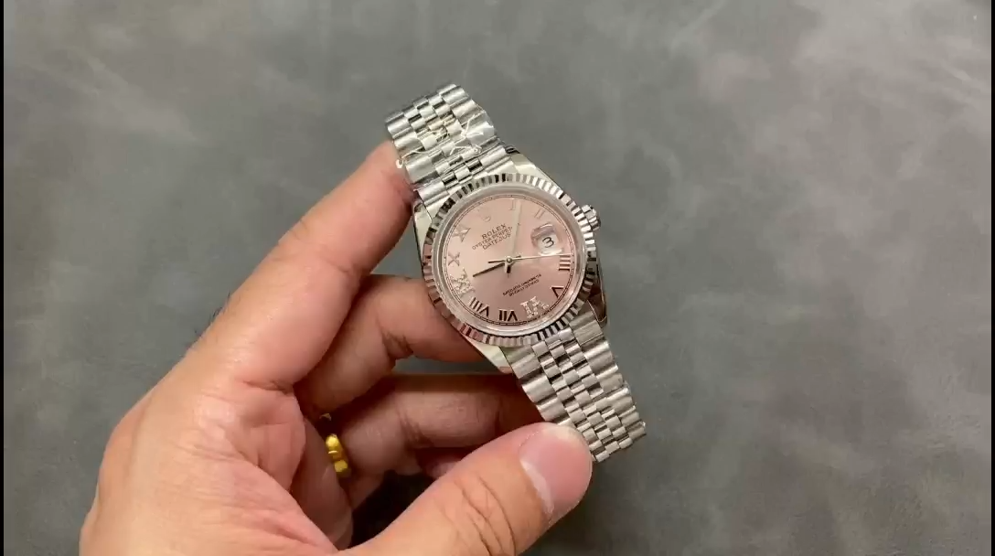 Rolex Datejust 126234 Fluted Bezel Pink Roman Dial 36MM Unisex Replica Watch