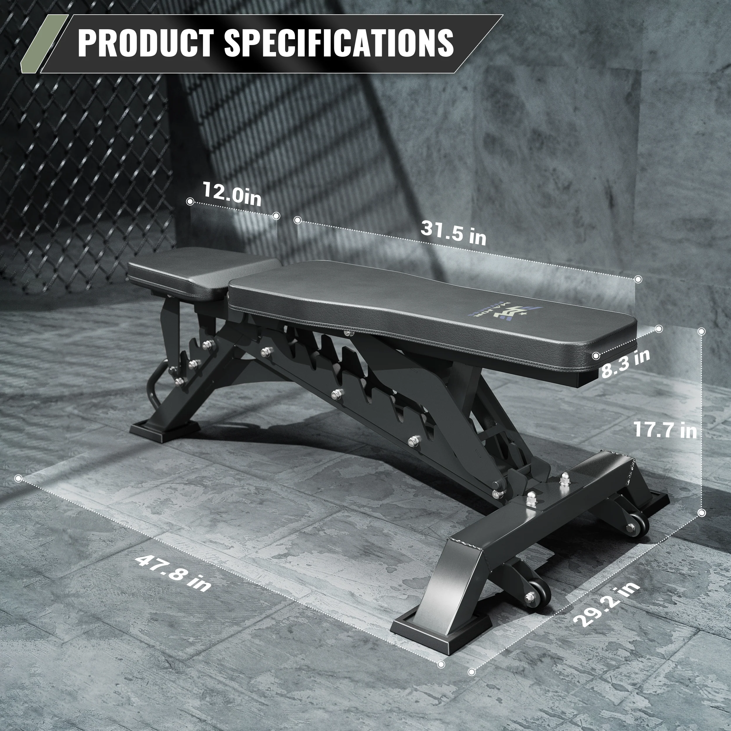 Major Fitness Adjustable Bench | 1300Lbs Capacity Weight Bench PLT01