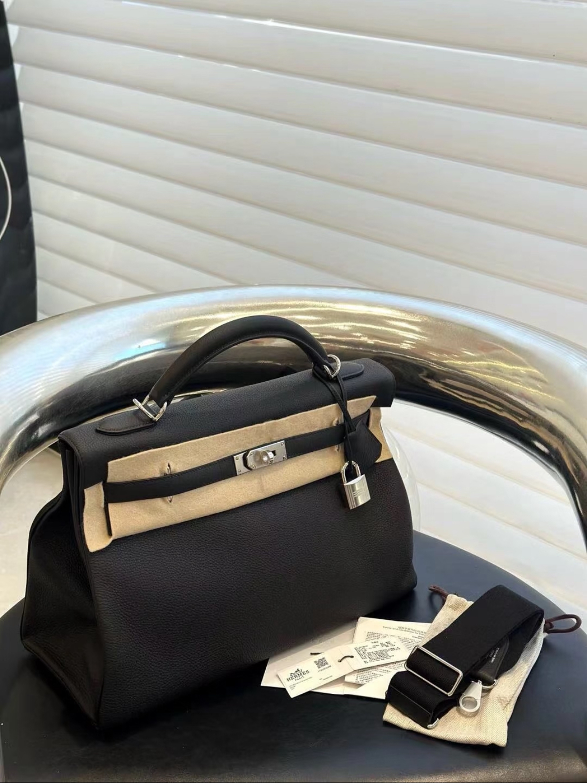 Hermès Kelly maxi 42 Black TOGO Custom