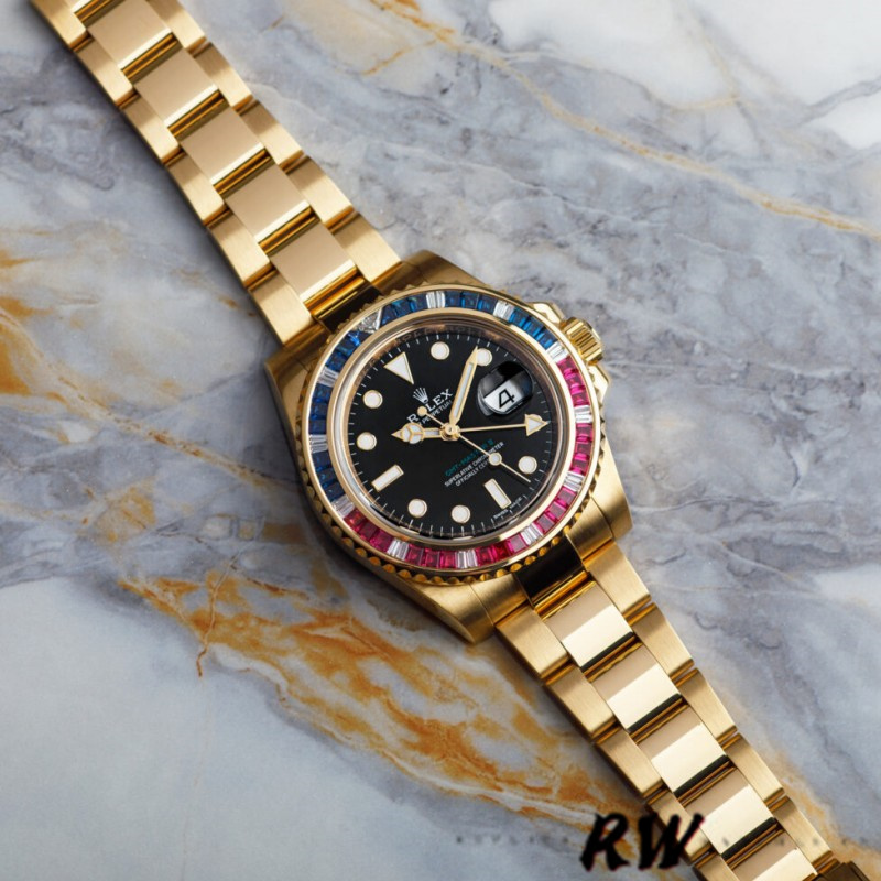 Rolex GMT-Master II 116758 Oyster Bracelet Black Dial Diamonds 40mm Mens Replica Watch