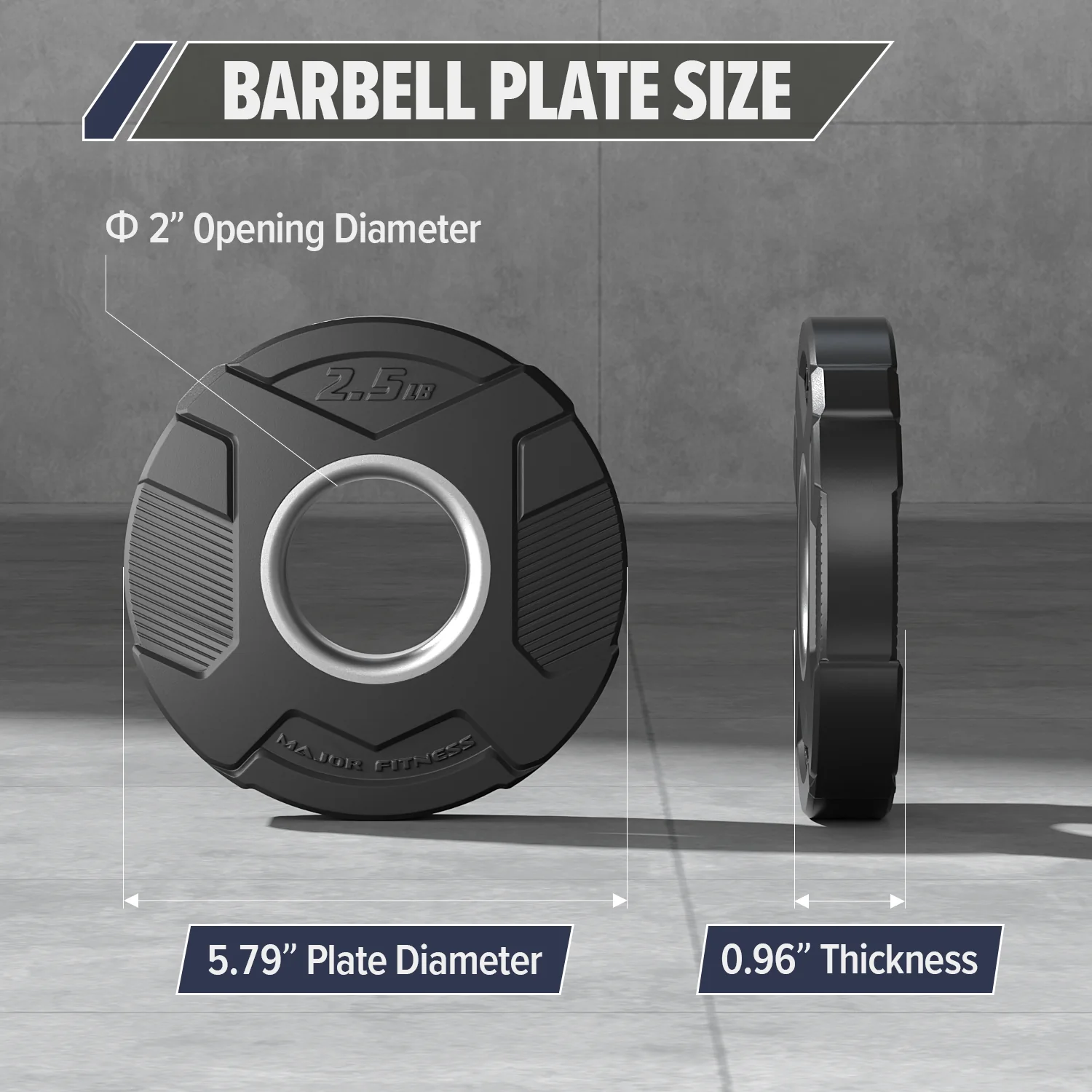 Major Fitness Rubber Coated Olympic Cast Iron Grip Plates