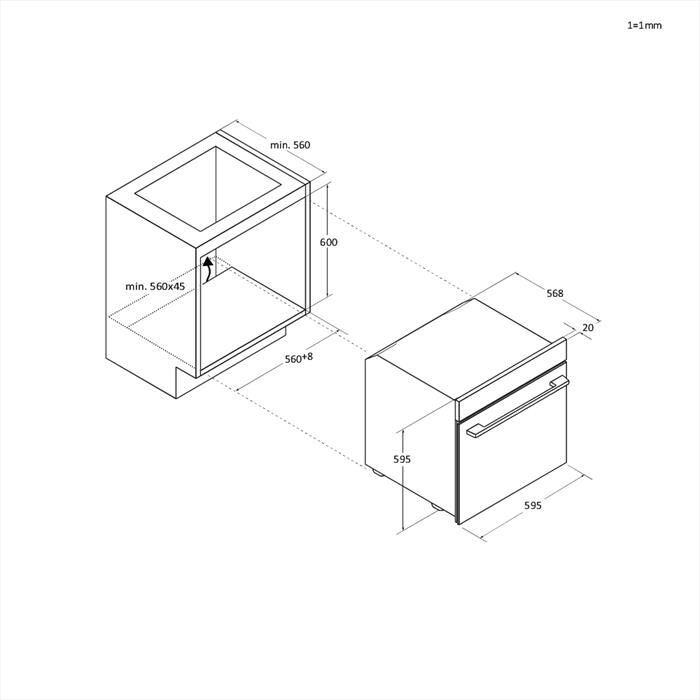 CANDY - Forno incasso elettrico CA6 N3T1HTB Classe A+-Black