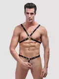 Male Power Shoulder Harness with C-Ring Waist Band Black