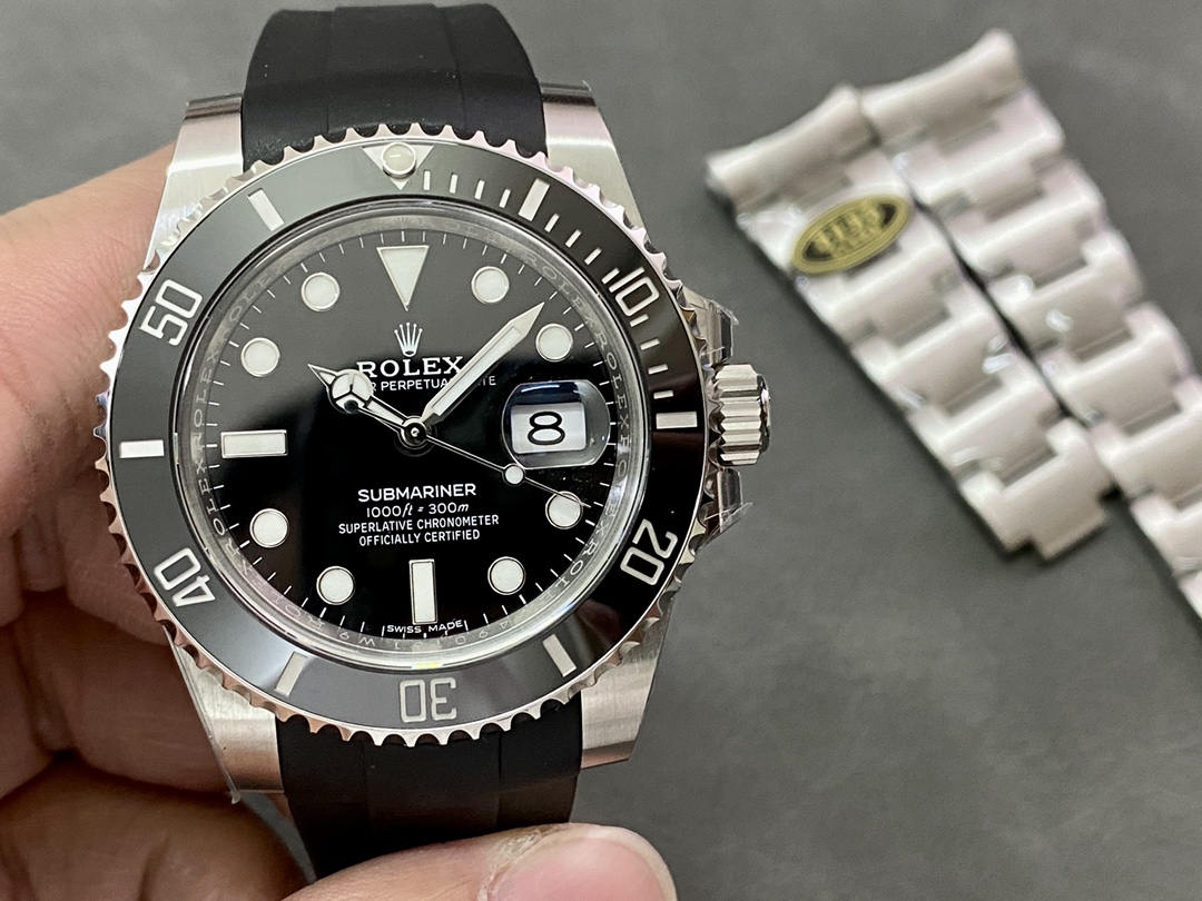 Rolex Submariner 126610LN Black Rubber Strap Black Dial 41mm Mens Replica Watch