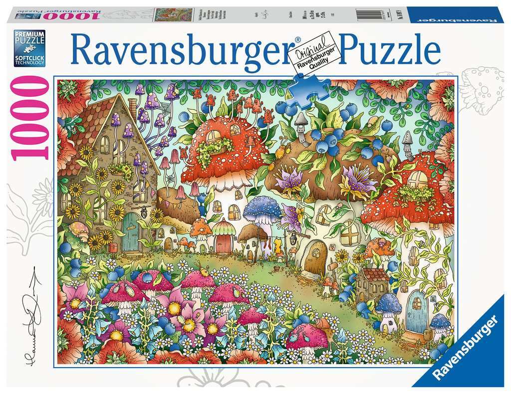 Floral Mushroom Houses 1000 Piece Puzzle