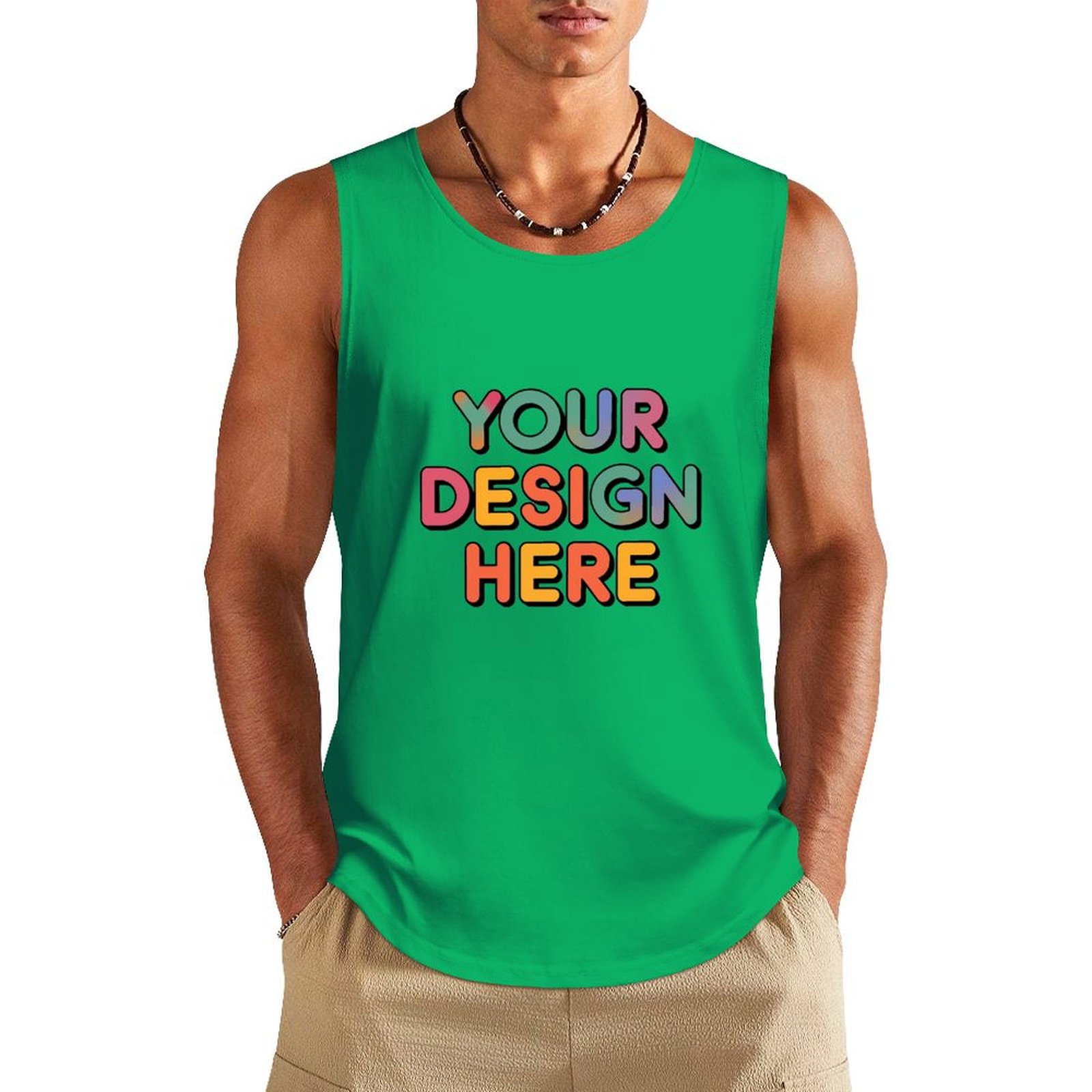 Personalized Custom Men’s 100% Cotton Sleeveless Vest