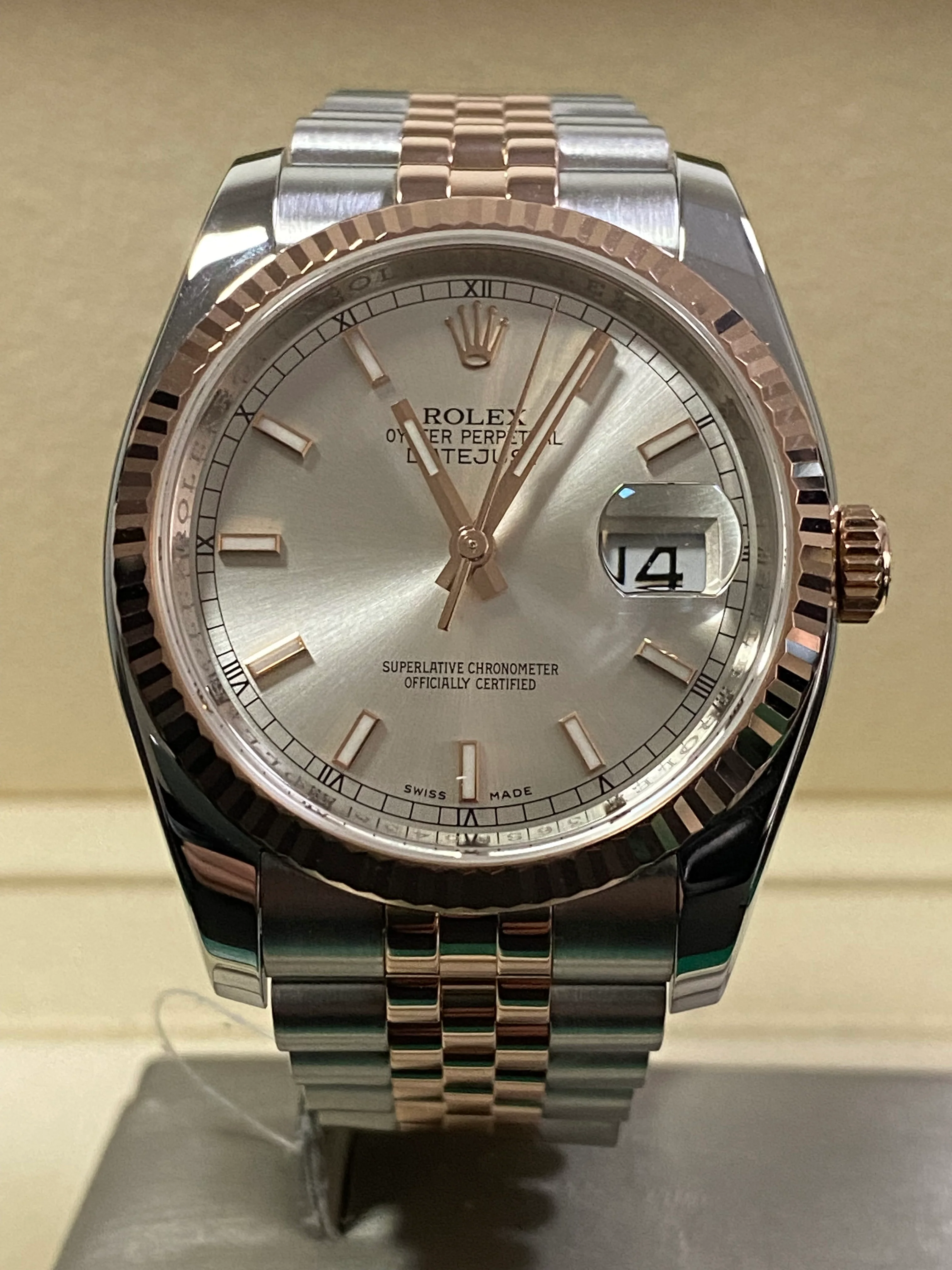 Rolex Steel and Everose Gold Datejust 36 - Fluted Bezel - Sundust Dial - Jubilee Bracelet - 116231