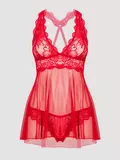 Lovehoney Plus Size Bombshell Red Lace Babydoll Set
