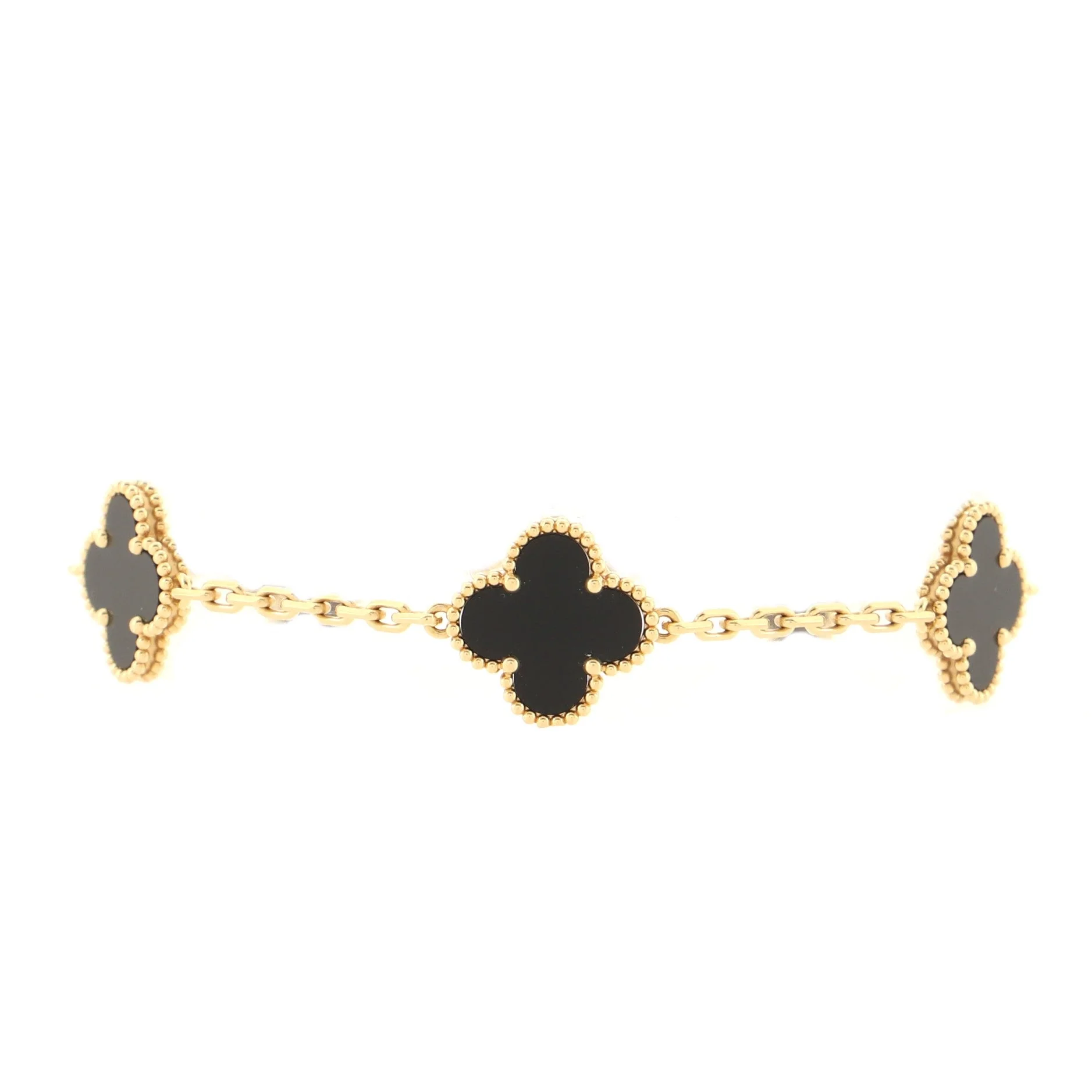 Vintage Alhambra 5 Motifs Bracelet 18K Yellow Gold and Onyx
