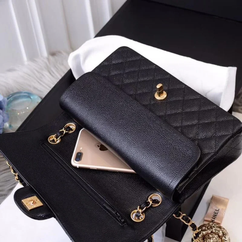 Chanel Caviar Calfskin Class-Flap Bag A01112 Black