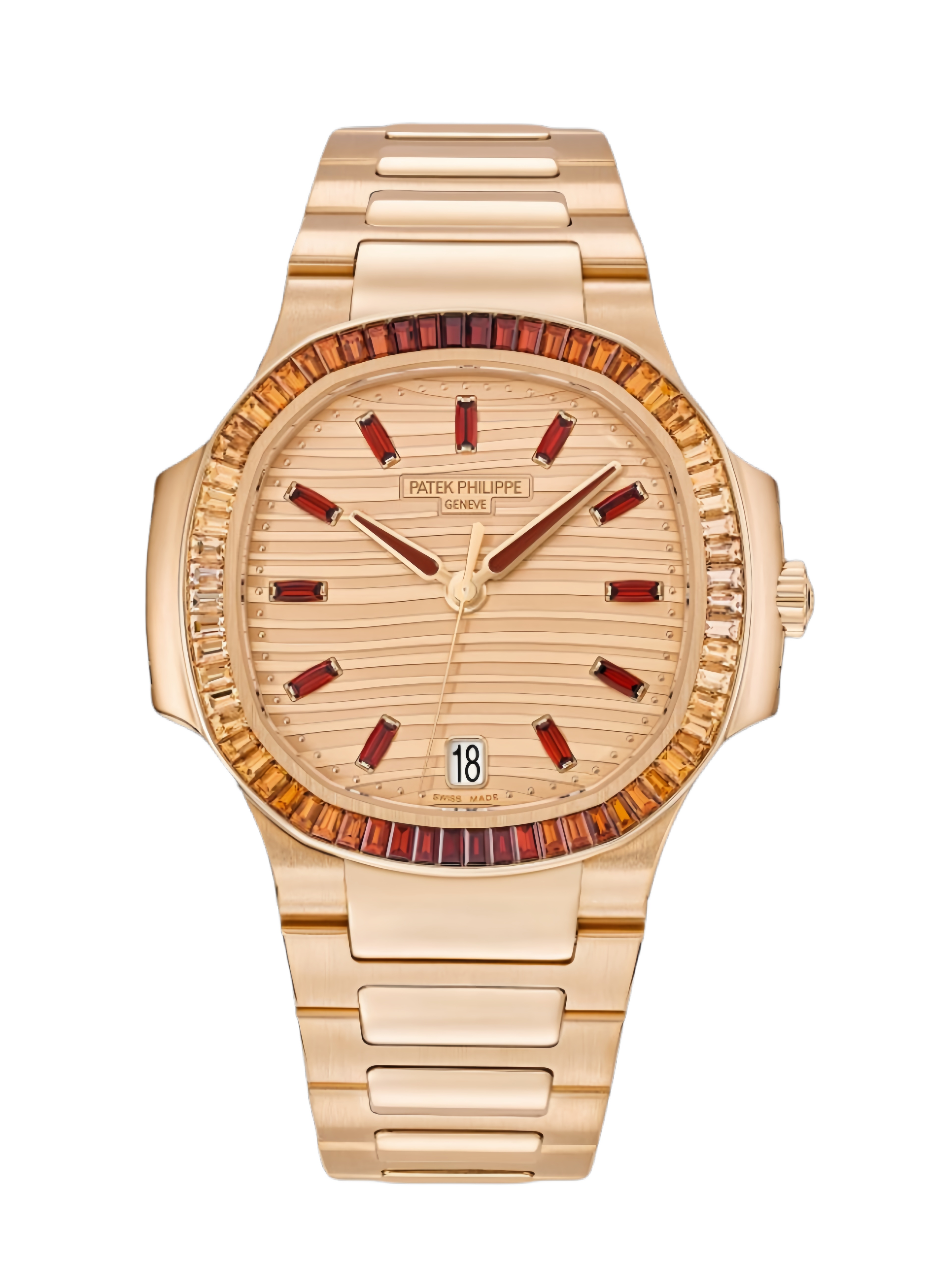 【Super Clone】Patek Philippe Nautilus Ladies Rose Gold Gemset Bezel 7118 1300R 001