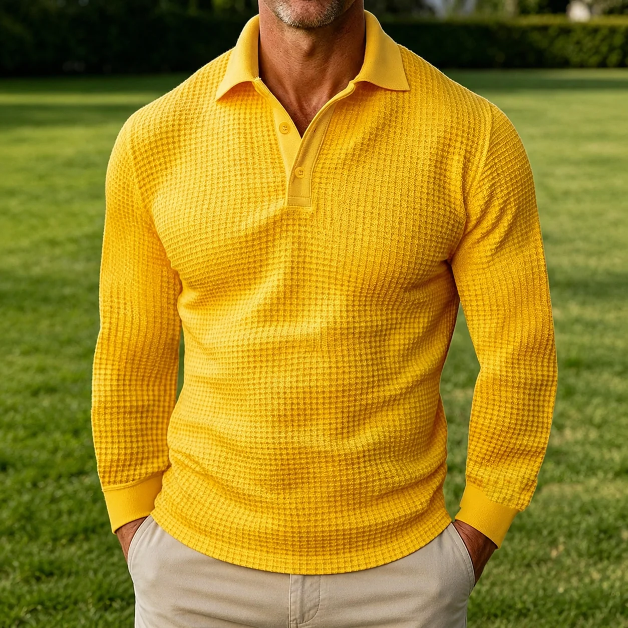 Mivanity Casual Regular Fit Waffle Polo Shirts