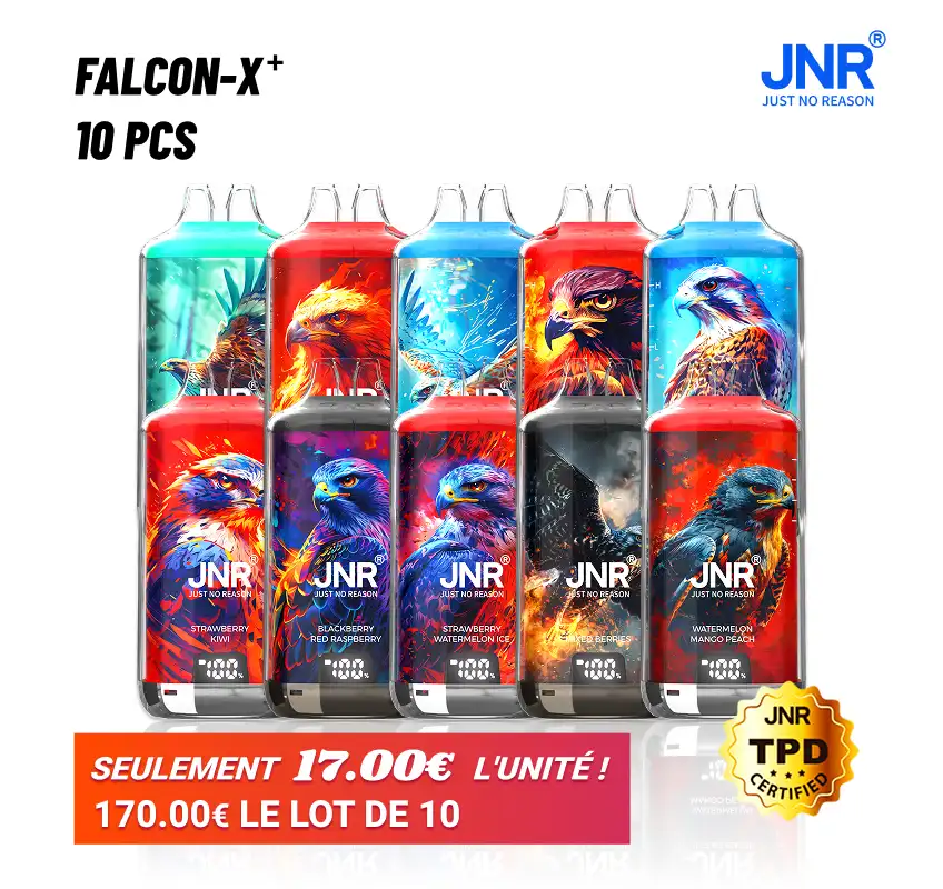 Pack de 10 JNR Falcon X⁺ (Plus) - Édition Trio 28000 Puffs