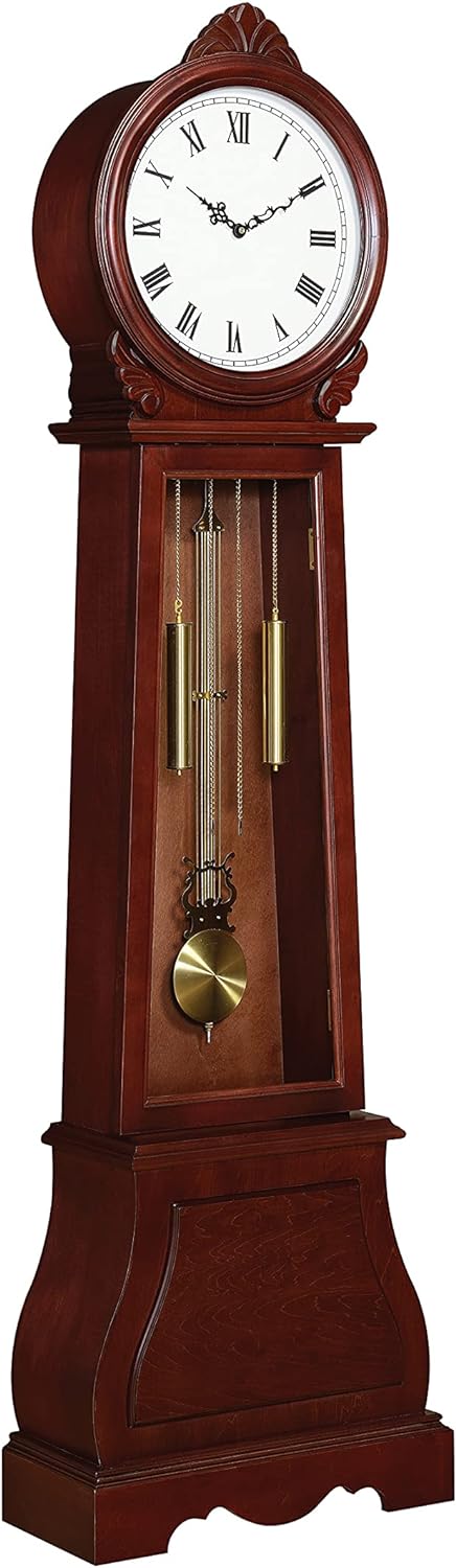 Home AND Kitchen Coaster Home Furnishings Grandfather Clock with Chime Brown Red