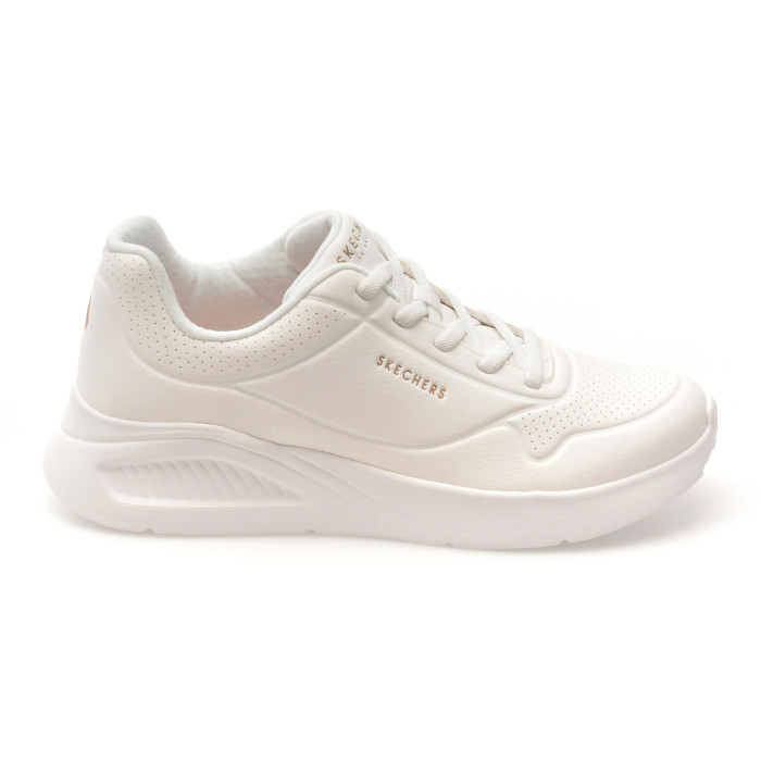 Pantofi sport SKECHERS albi, UNO LITE, din piele ecologica