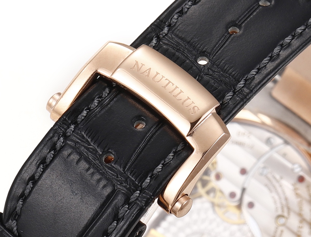Patek Philippe Nautilus Moon Phases Rose & White Gold Slate Grey Dial 5712GR 001