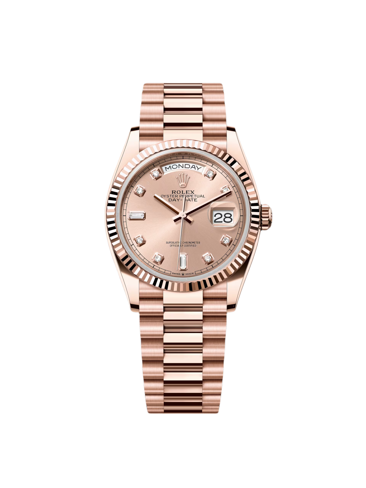 【Super Clone】RLX  Day-Date "President" 36mm Everose Rose Diamond Dial - 128235