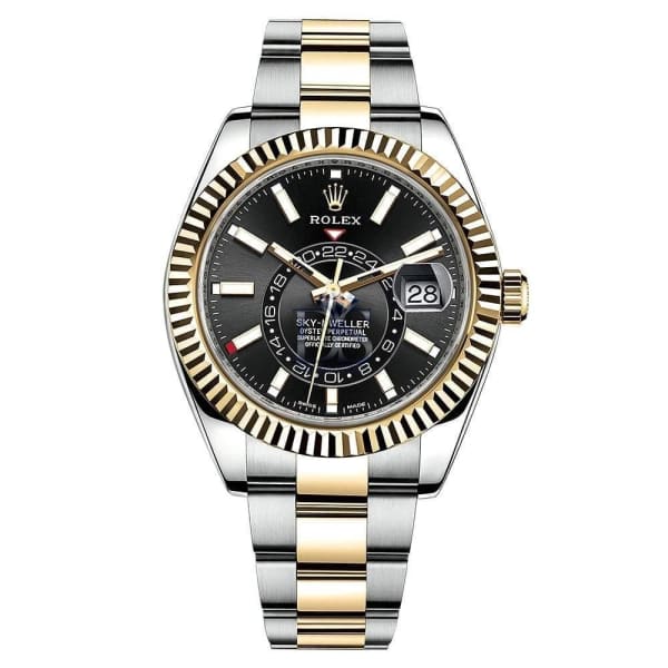 Rolex Sky-Dweller 18K Yellow Gold Black Dial Men's Watch Ref# 326933-0002