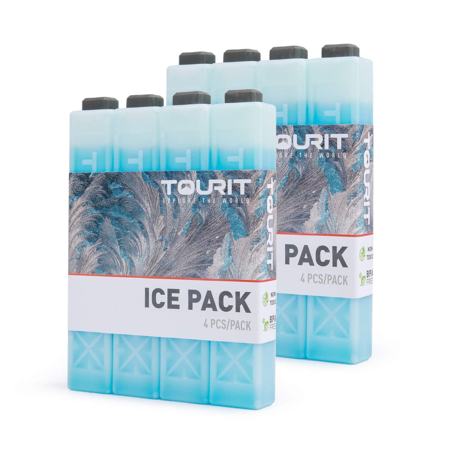 TOURIT Ice Packs for Coolers, Reusable Cold Freezer Packs for Lunch Bag/Box and Cooler Bag, Knee Injuries, Back Pain Relief, Picnic, Camping, Adults and Kids, Blue