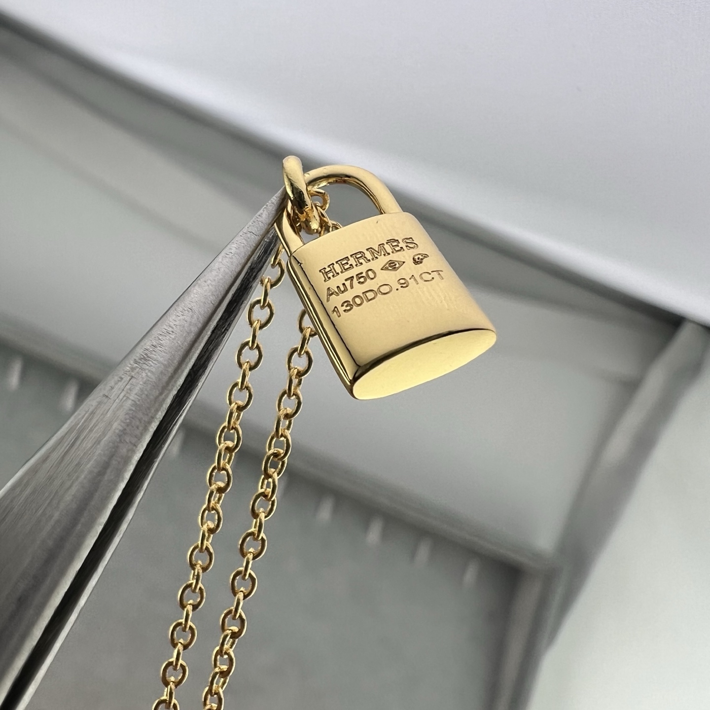 H-shaped diamond-encrusted padlock pendant necklace - Artisantouchss