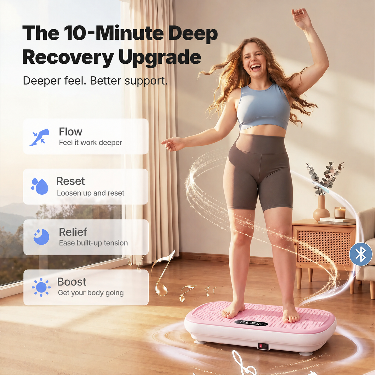 🔥Summer Sale🔥High-Power Vibration Plate Exercise Machine – 440lb Capacity, Remote Control & 4 Workout Modes