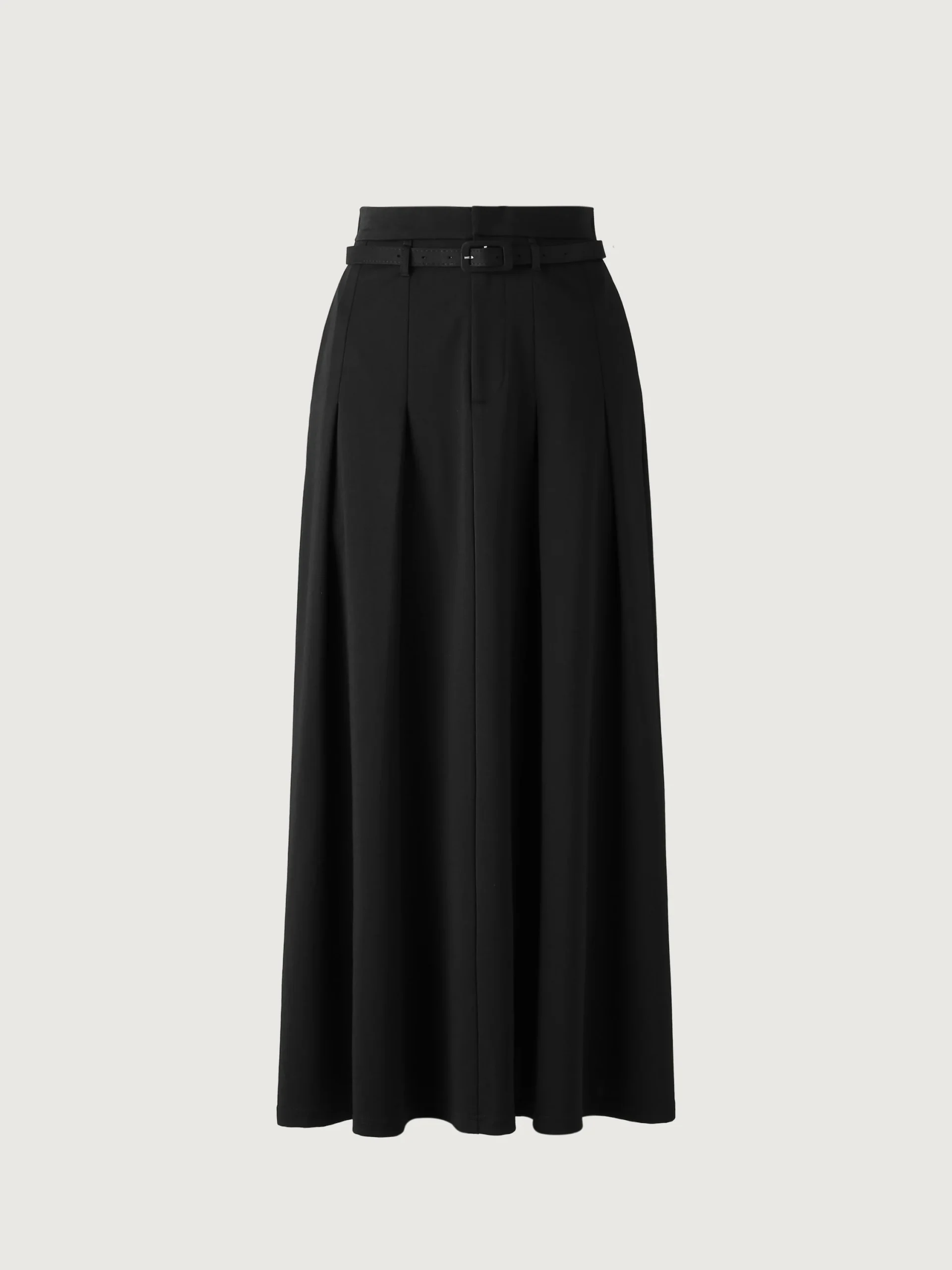 Pin-Tuck Midi Skirt with Belt