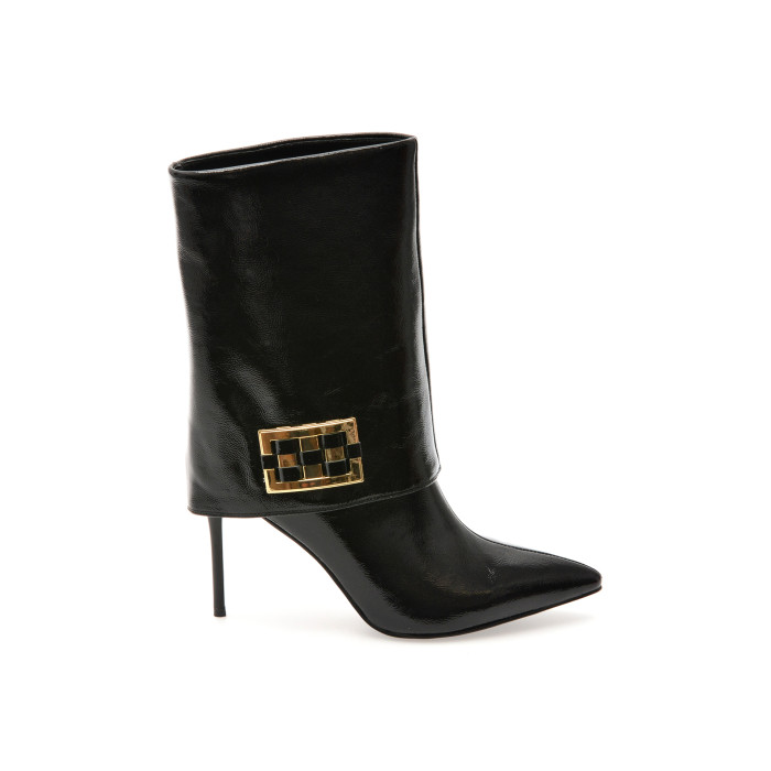 Botine elegante EPICA negre, HK44, din piele naturala lacuita
