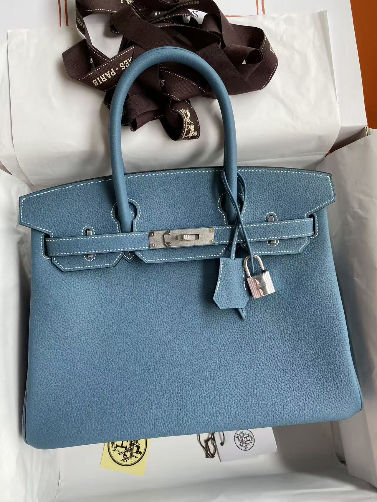 Hermes Birkin 25, denim blue Togo customization