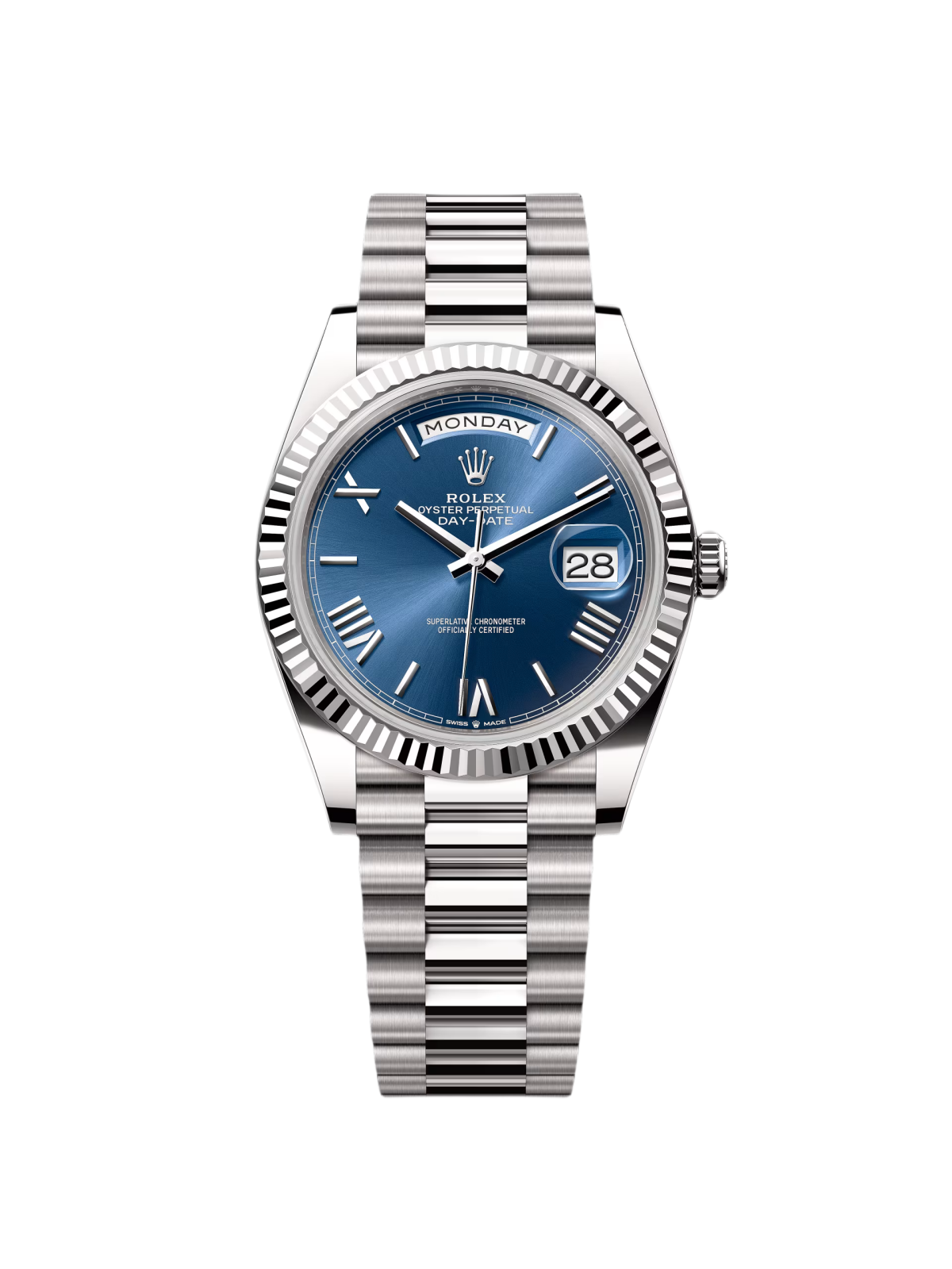 【Super Clone】RLX  Day-Date "President" 40mm White Gold Blue Roman Dial - 228239