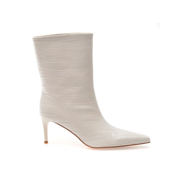 Botine elegante EPICA albe, EB928, din piele naturala