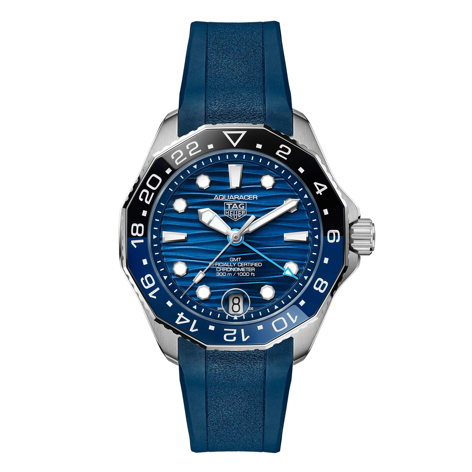 【Super Clone】TAG Heuer Aquaracer Professional 300 GMT 42mm Mens Watch Blue Rubber WBP5114.FT6259