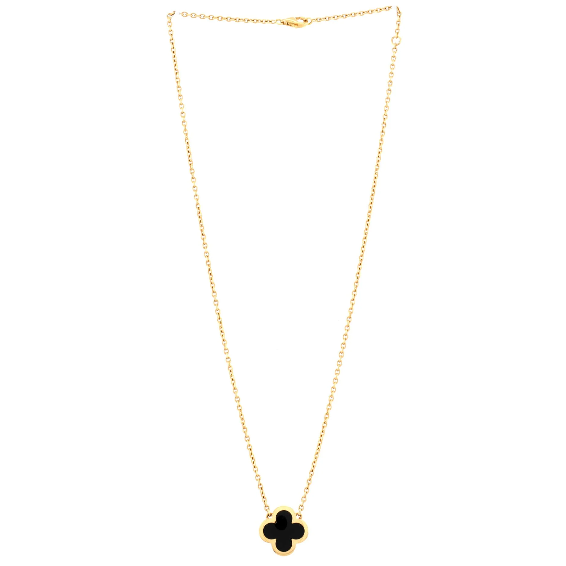 Pure Alhambra Pendant Necklace Yellow Gold and Onyx