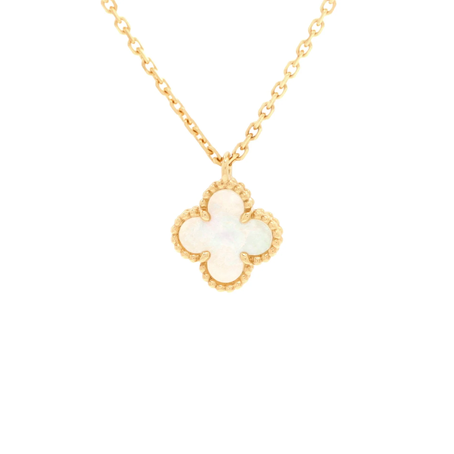 Sweet Alhambra Pendant Necklace 18K Yellow Gold and Mother of Pearl