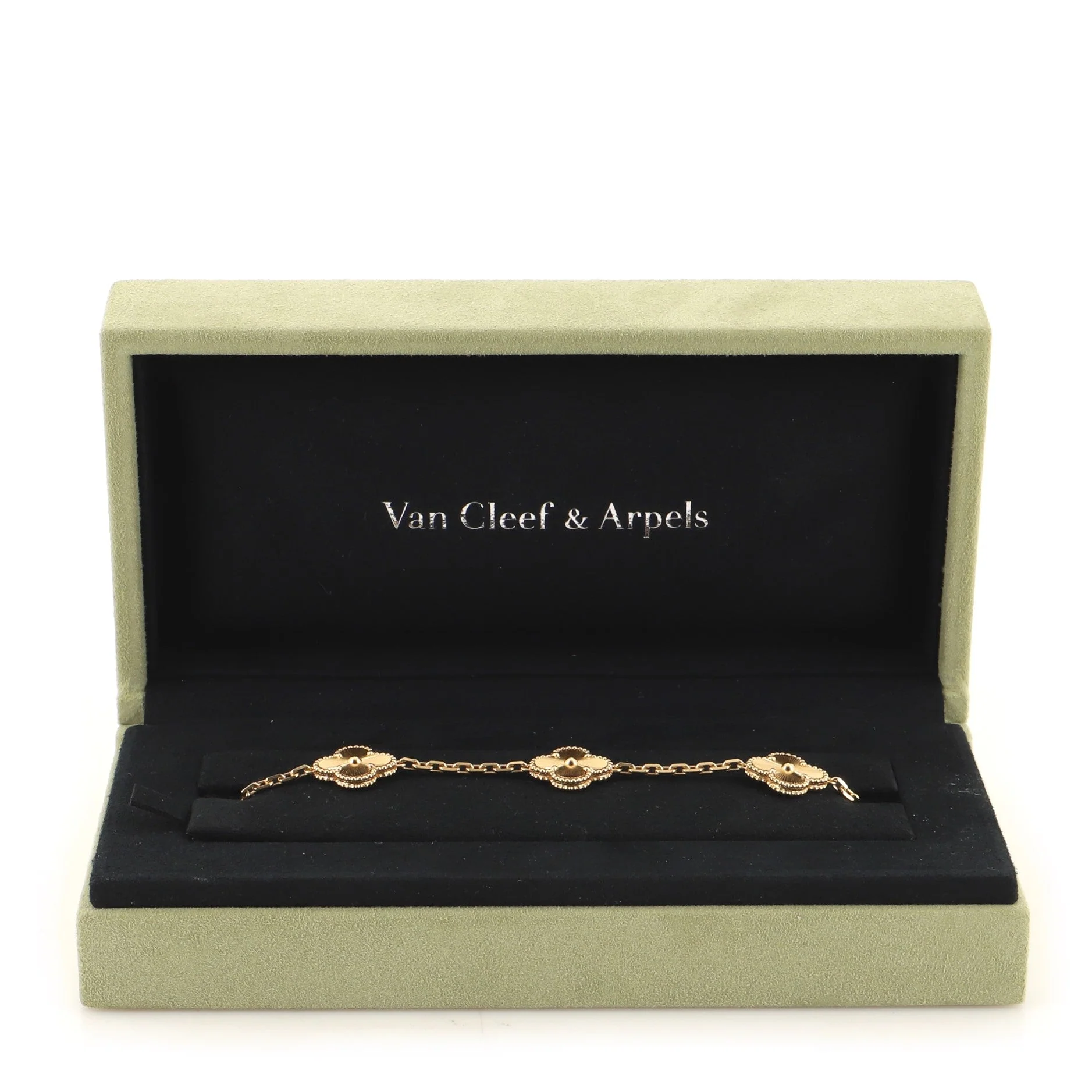 Vintage Alhambra 5 Motifs Bracelet Guilloche 18K Yellow Gold