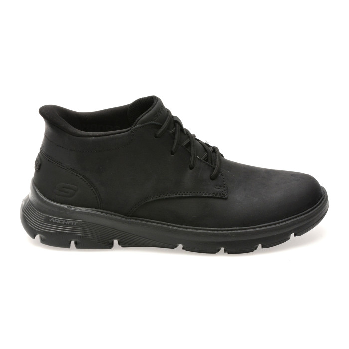 Ghete SKECHERS negre, ARCH FIT GARZA, din piele naturala