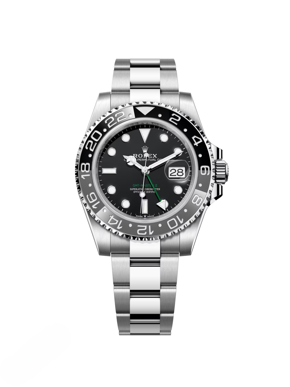 【Super Clone】RLX GMT-Master II Black Grey Bezel Oyster Bracelet "Bruce Wayne"  126710grnr-0004