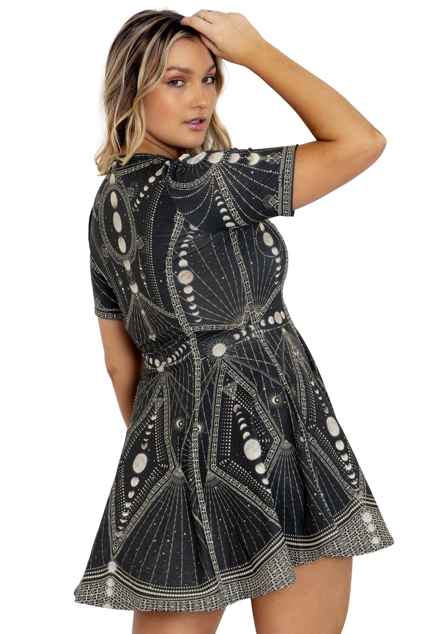 Women’s Moon Phase Print T-Shirt Dress
