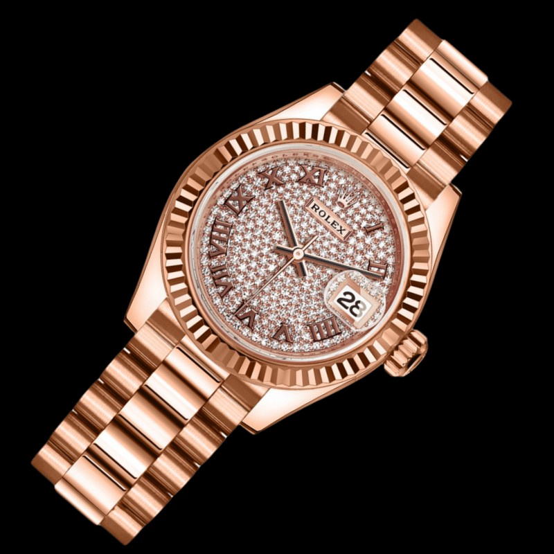 Rolex Datejust 279175 Diamond Paved Dial Fluted Bezel 28mm Lady Replica Watch