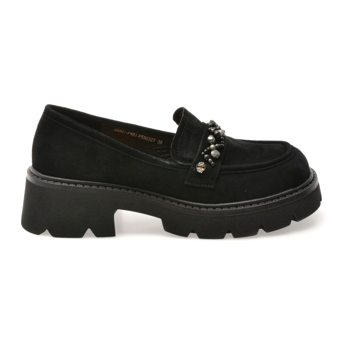 Mocasini EPICA negri, P481, din piele intoarsa