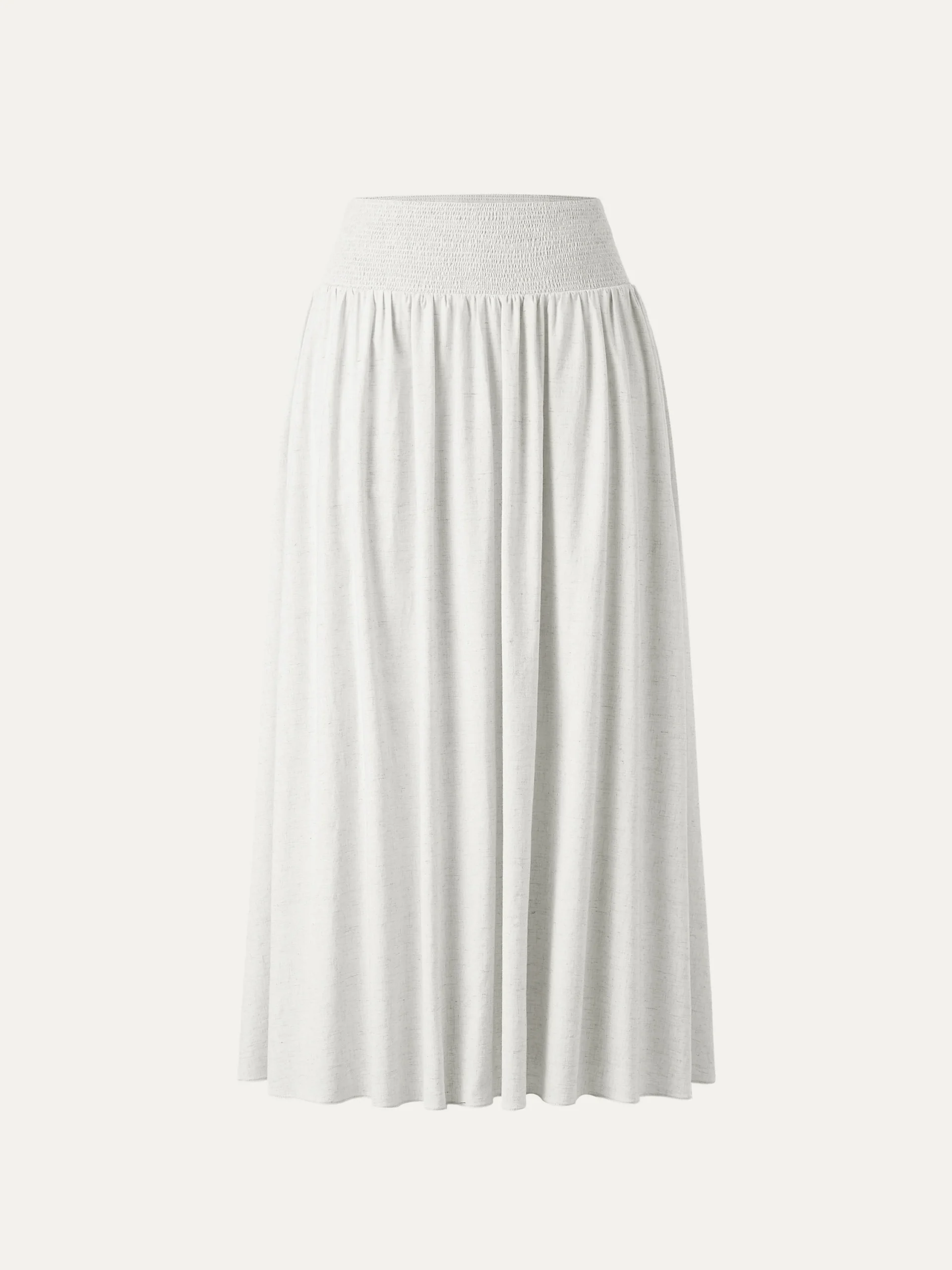European Linen Smocked Waist Skirt with Pockets