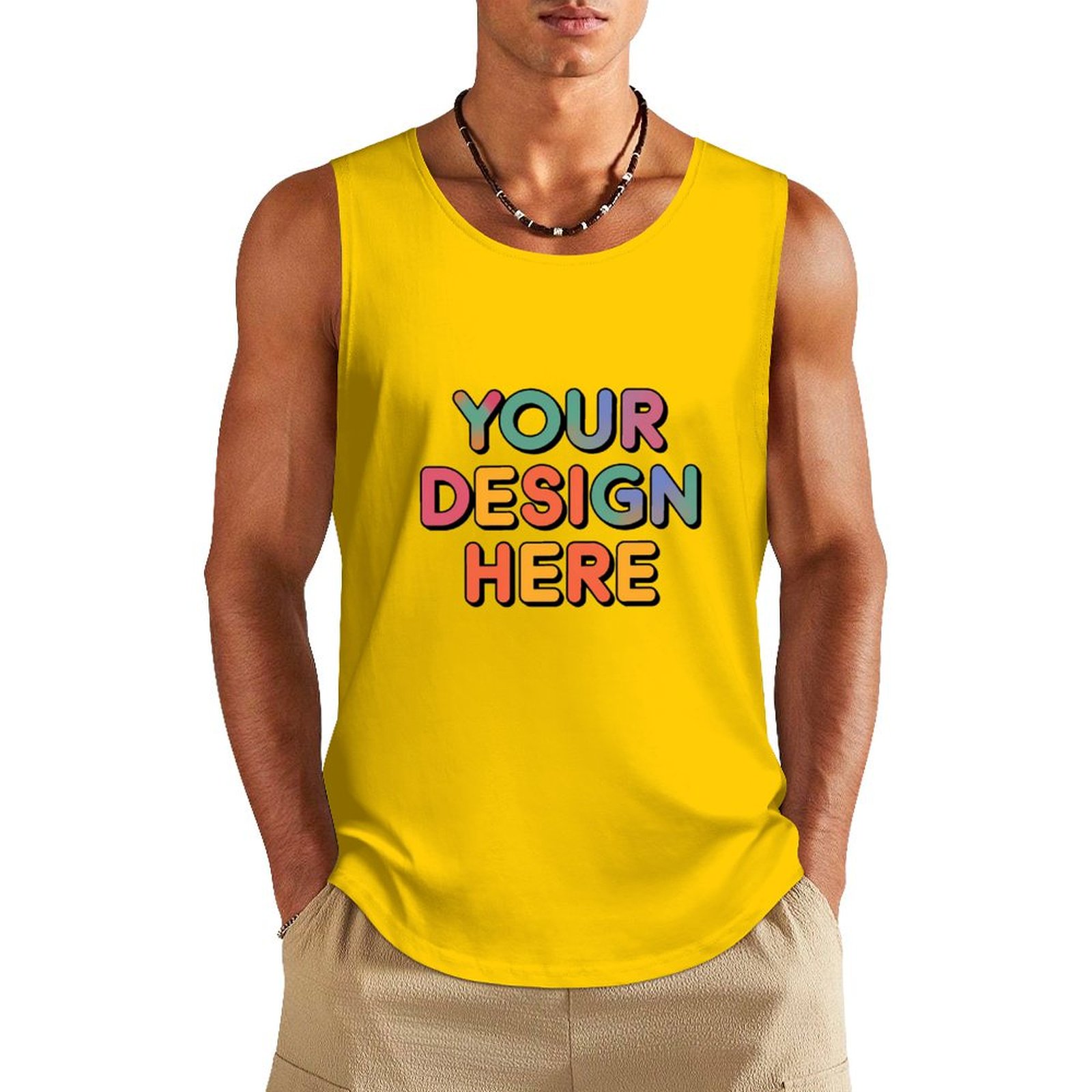 Personalized Custom Men’s 100% Cotton Sleeveless Vest