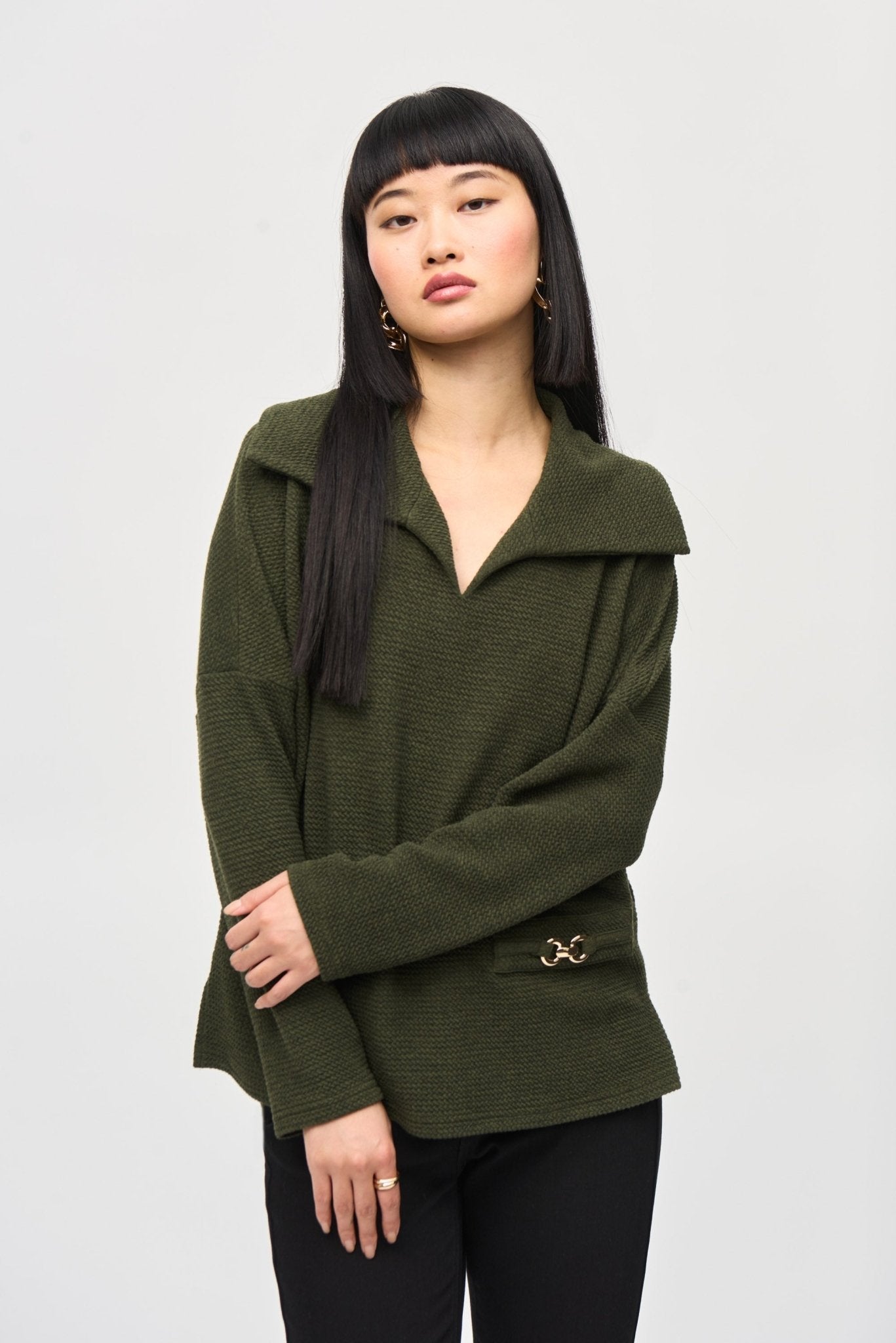 Funnel V-Neck Sweater