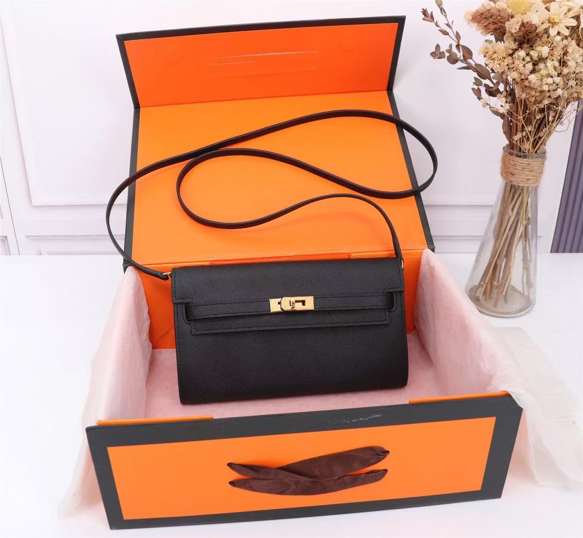 Hermes Kelly Wallet black Epsom Gold