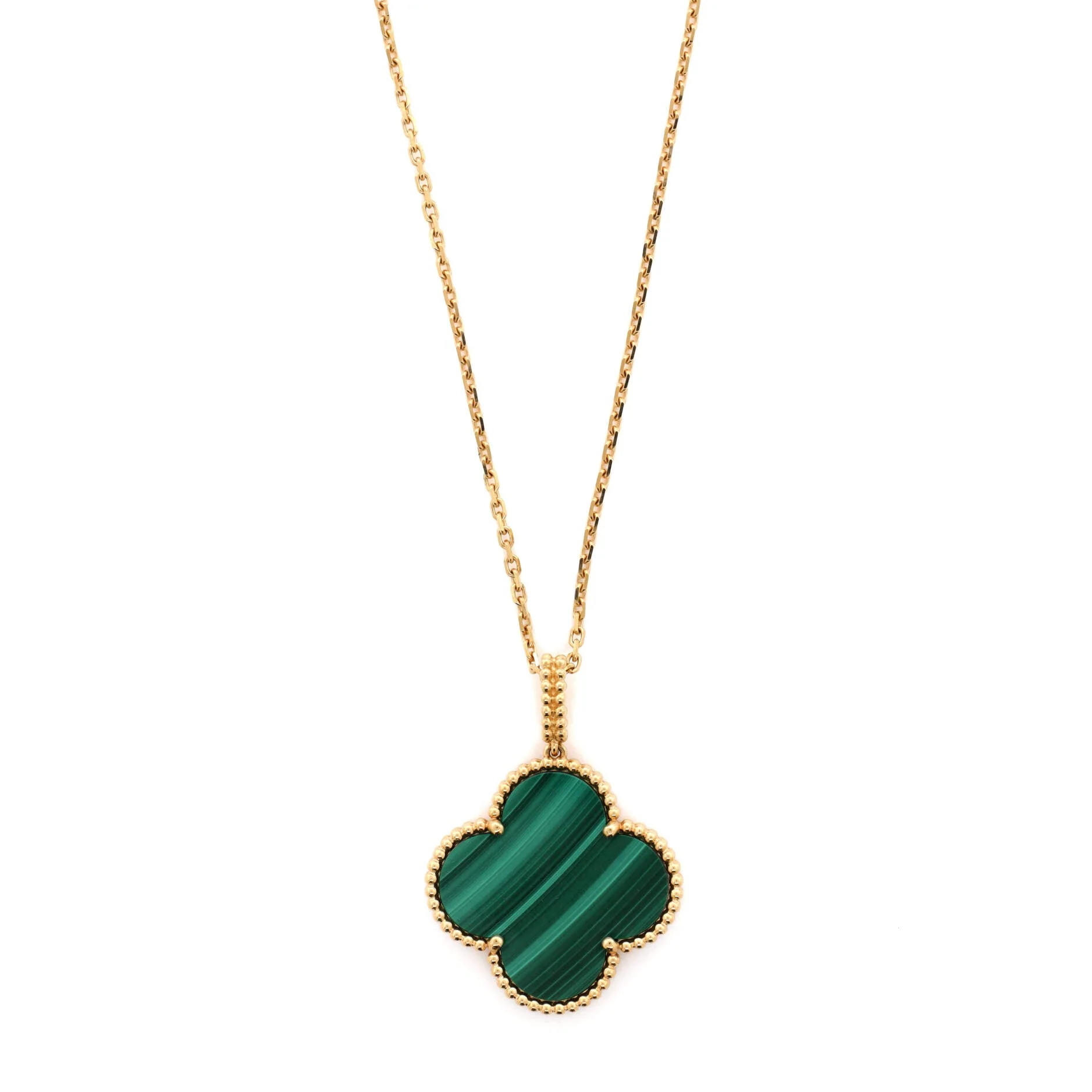 Magic Alhambra Pendant Necklace 18K Yellow Gold and Malachite