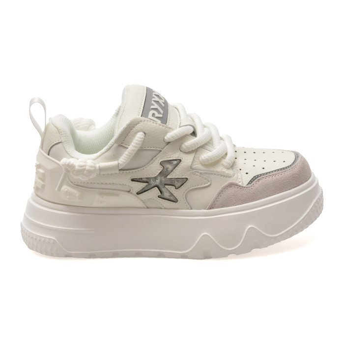 Pantofi sport GRYXX albi, 82633, din piele ecologica