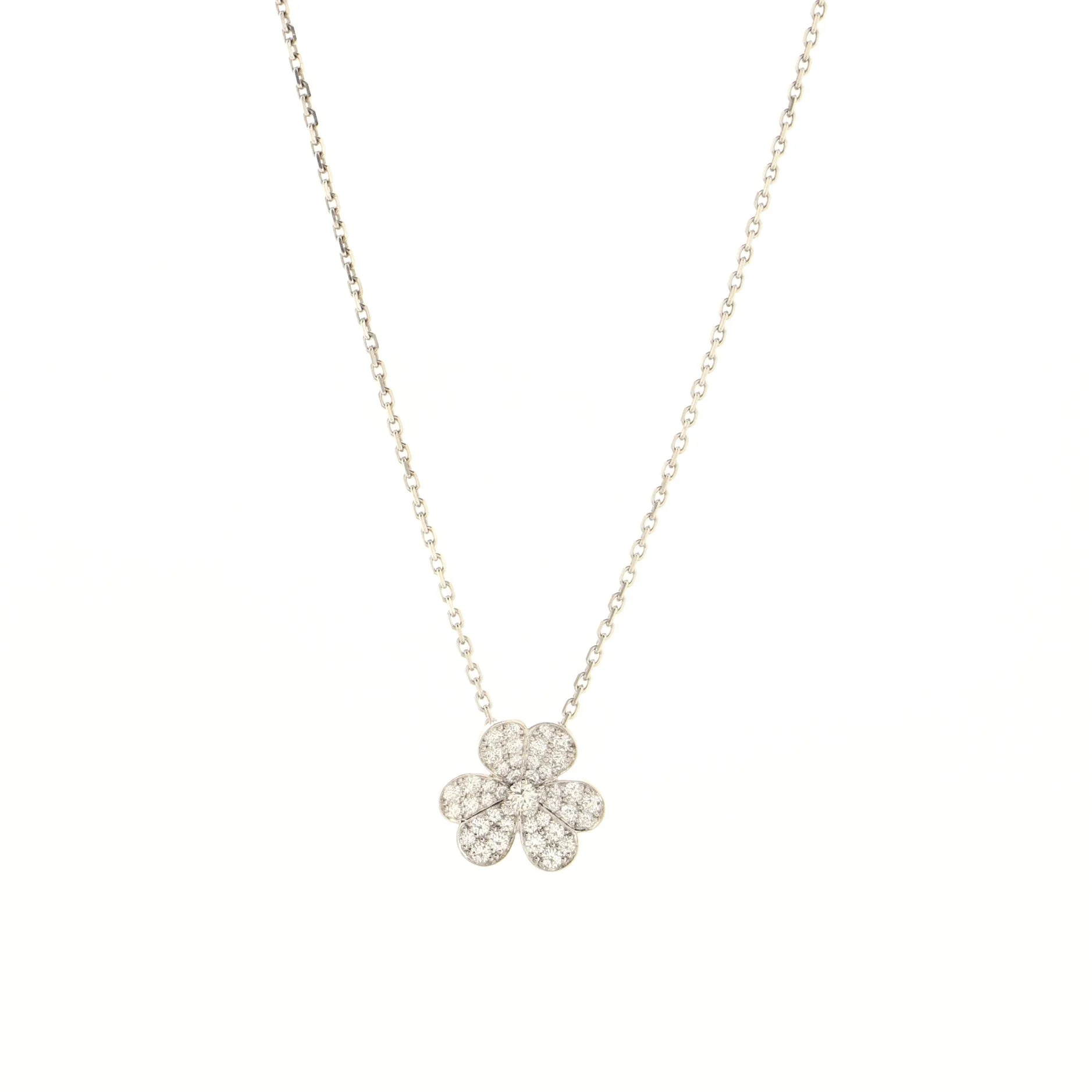 Frivole Pendant Necklace 18K White Gold with Pave Diamonds Small