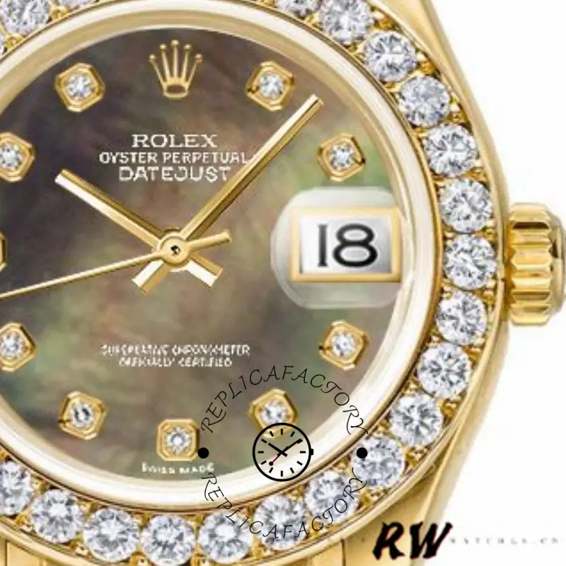 Rolex Pearlmaster 80298 Yellow Gold MOP Dial 29MM Lady Replica Watch
