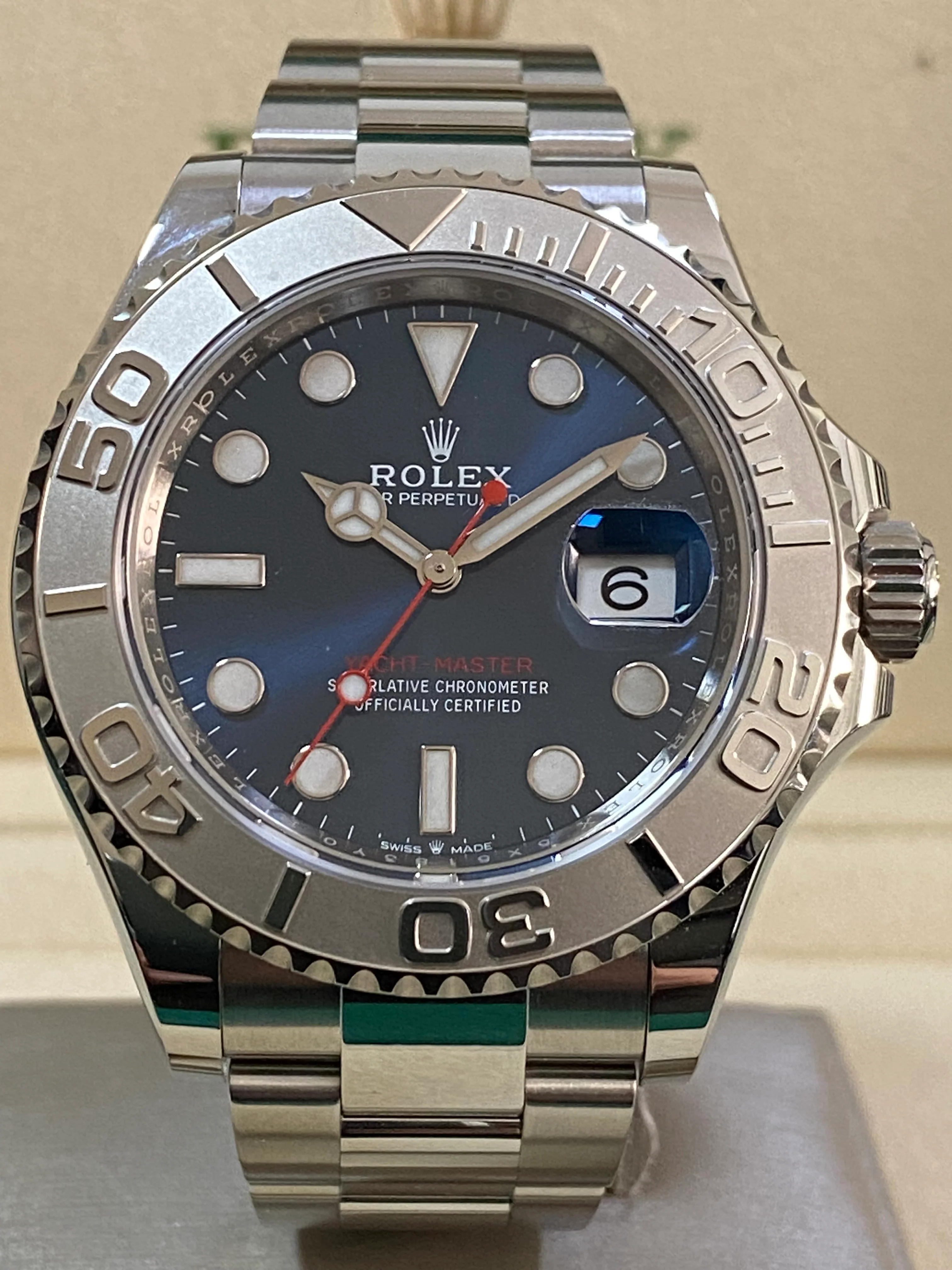 Rolex Steel and Platinum Yacht-Master 40 - 2023- Blue Dial - Platinum Bezel - 126622