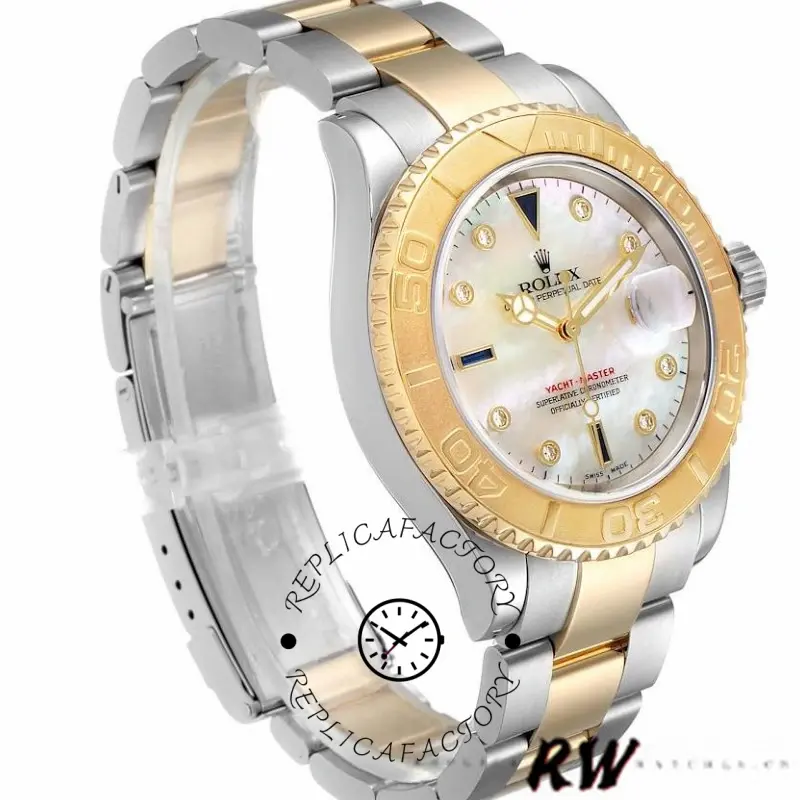Rolex Yachtmaster 16623 Steel Yellow Gold Mother of Pearl White Dial 40MM Mens Replica Watch