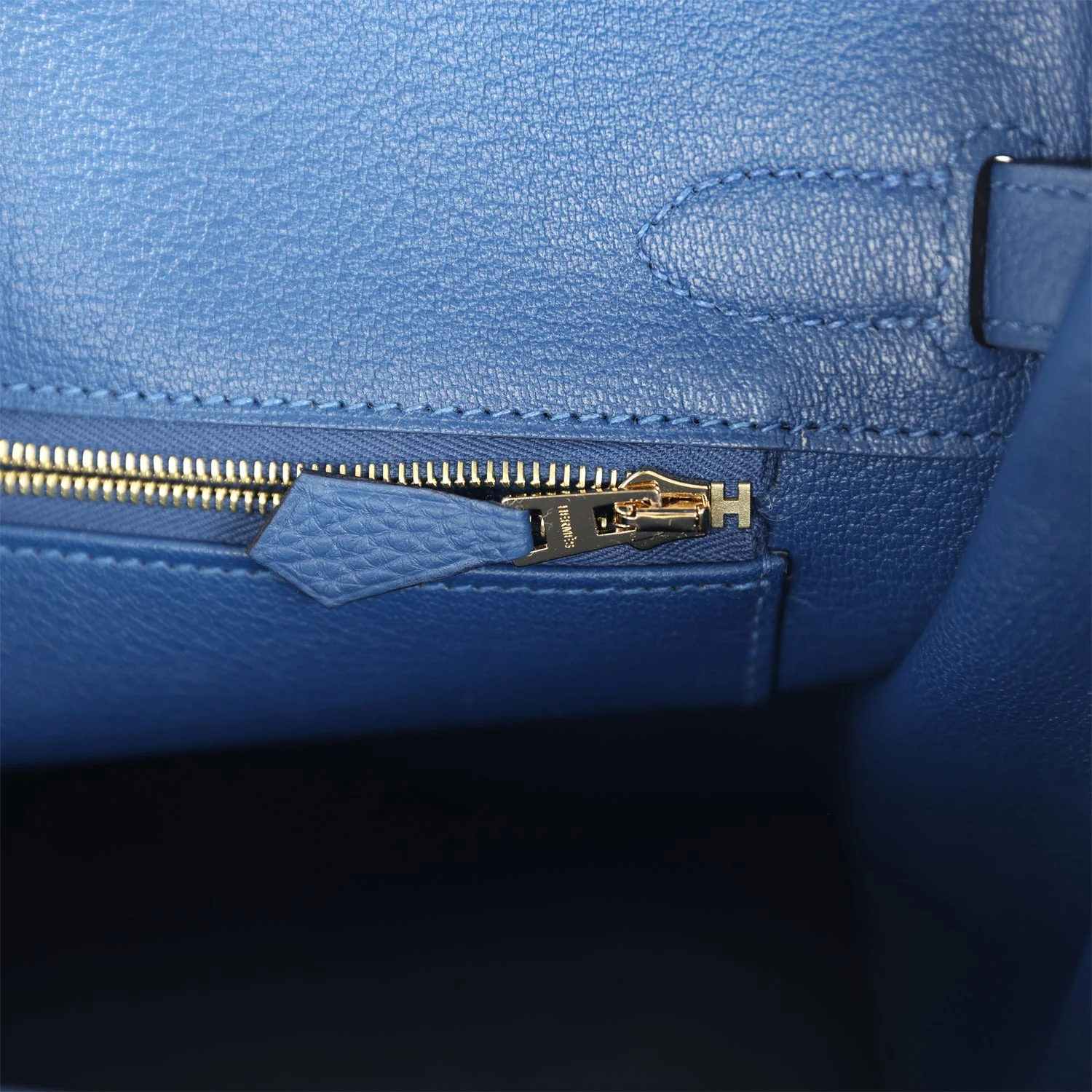 Hermes Birkin 30 Bleu Tie Togo Permabrass Hardware